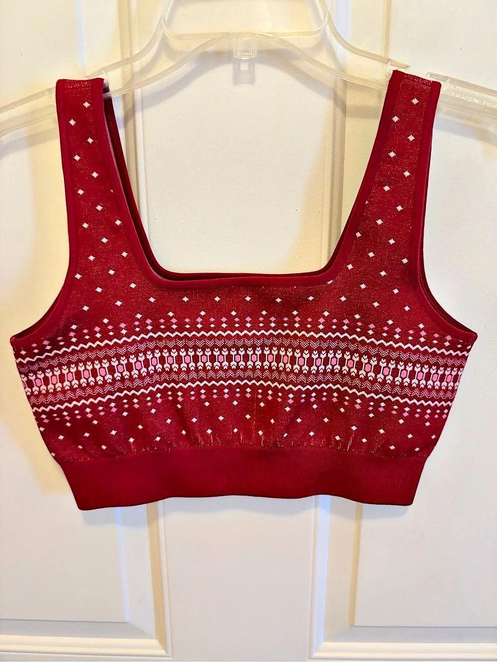 Fabletics Red & White Geometric Tank Top Like New